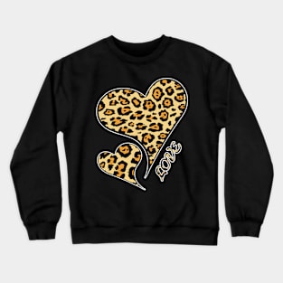 Hearts Leopard Cheetah Print Love Animal Lovers Crewneck Sweatshirt